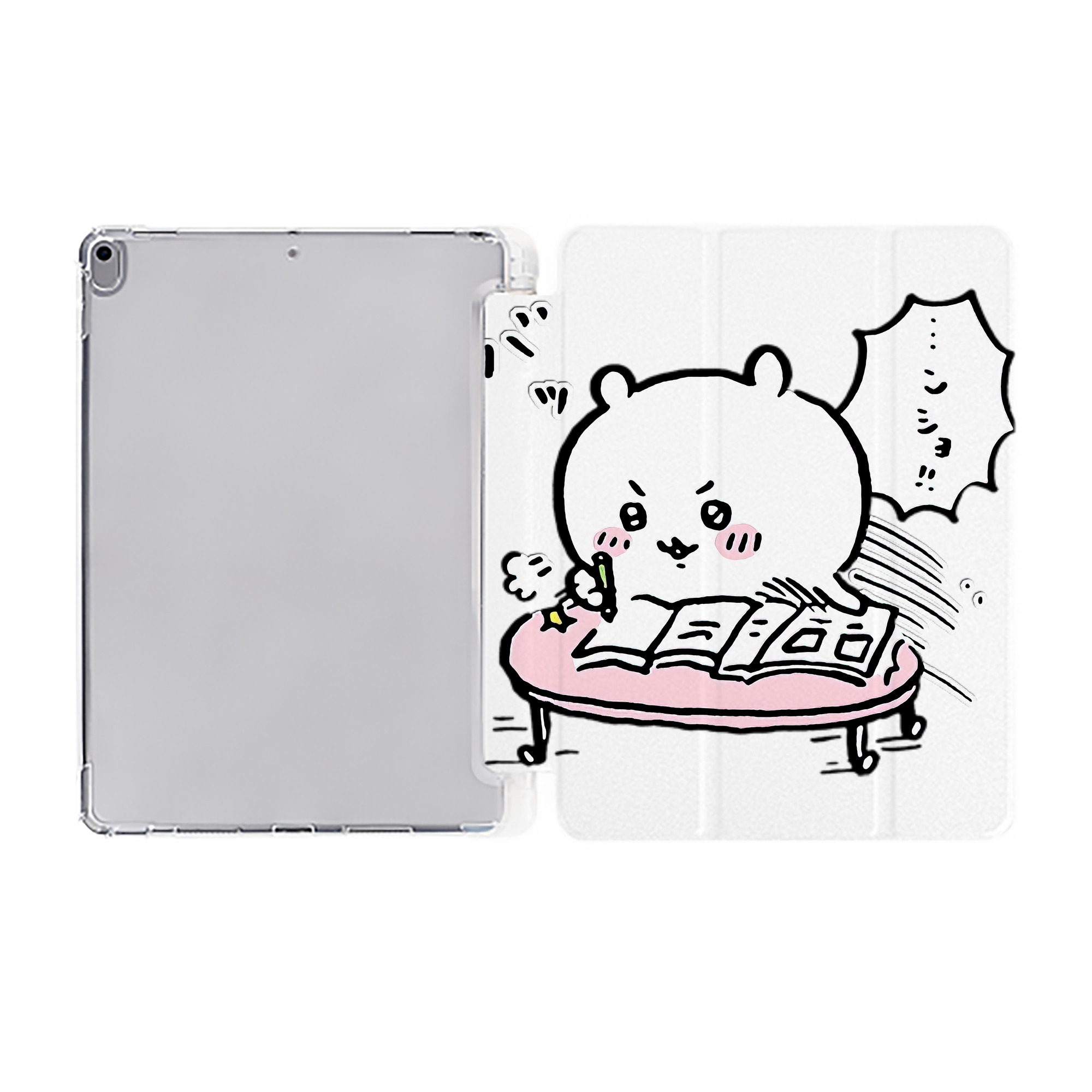 （画像用） ちいかわ ちいかわ Chii-kawa chiikawa IPad ケース ペン収納付き 三つ折りスタンド PUレザー×シリコン 対応機種9.5/10.5/10.9インチ